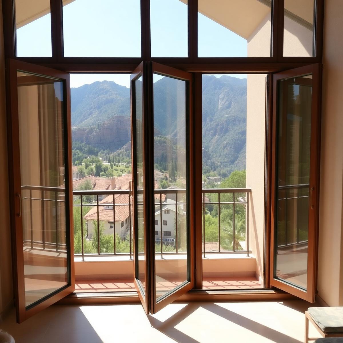 Dağ manzaralı katlanır cam balkon