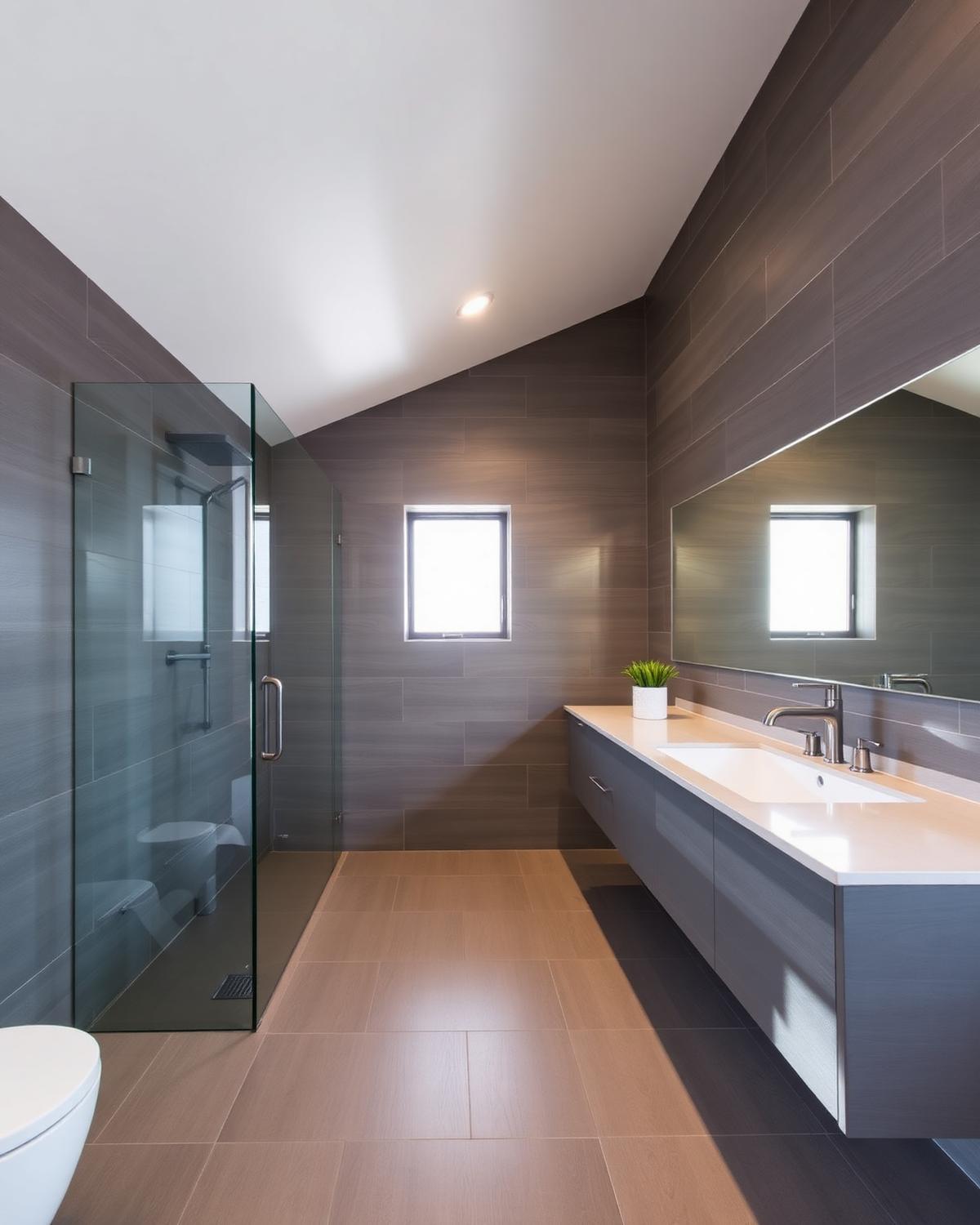 Yeni tadilat edilmiş modern banyo