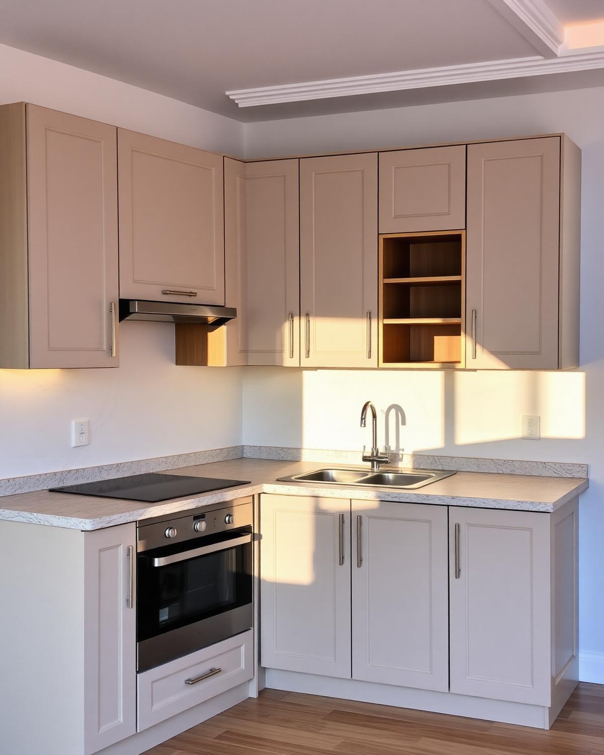 Modern Türk apartmanında yenilenmiş mutfak