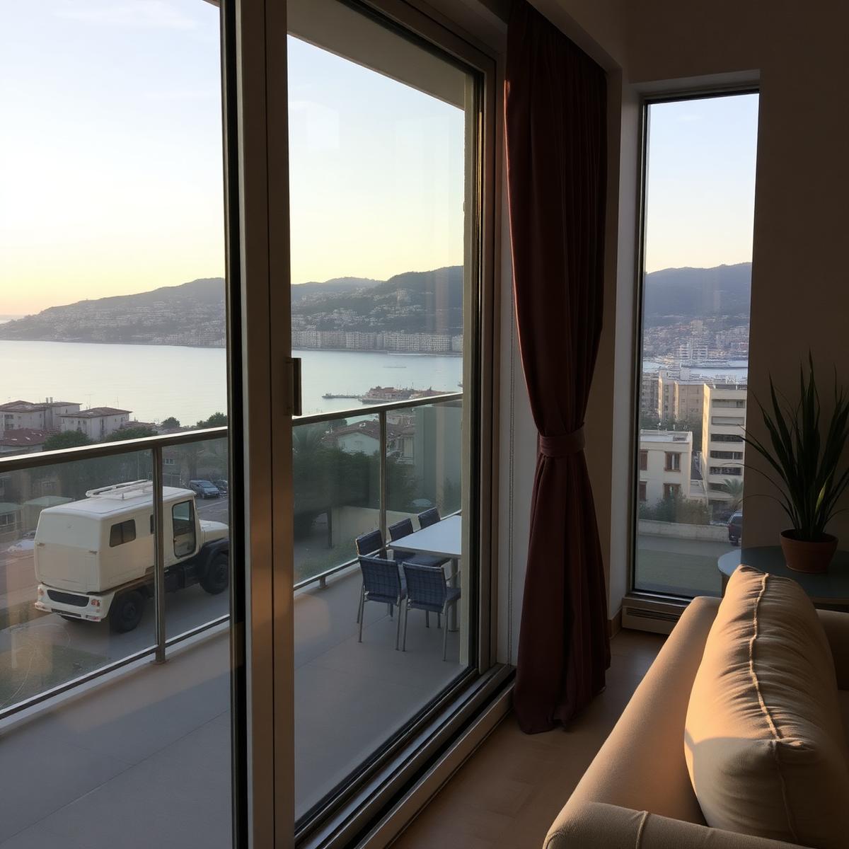 Salondan görünen ısıcamlı cam balkon